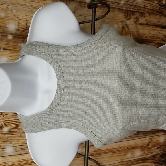 Shein Gray Ribbed Juniors M Halter Cropped Tank Racer Back Top - Picture 2 of 7